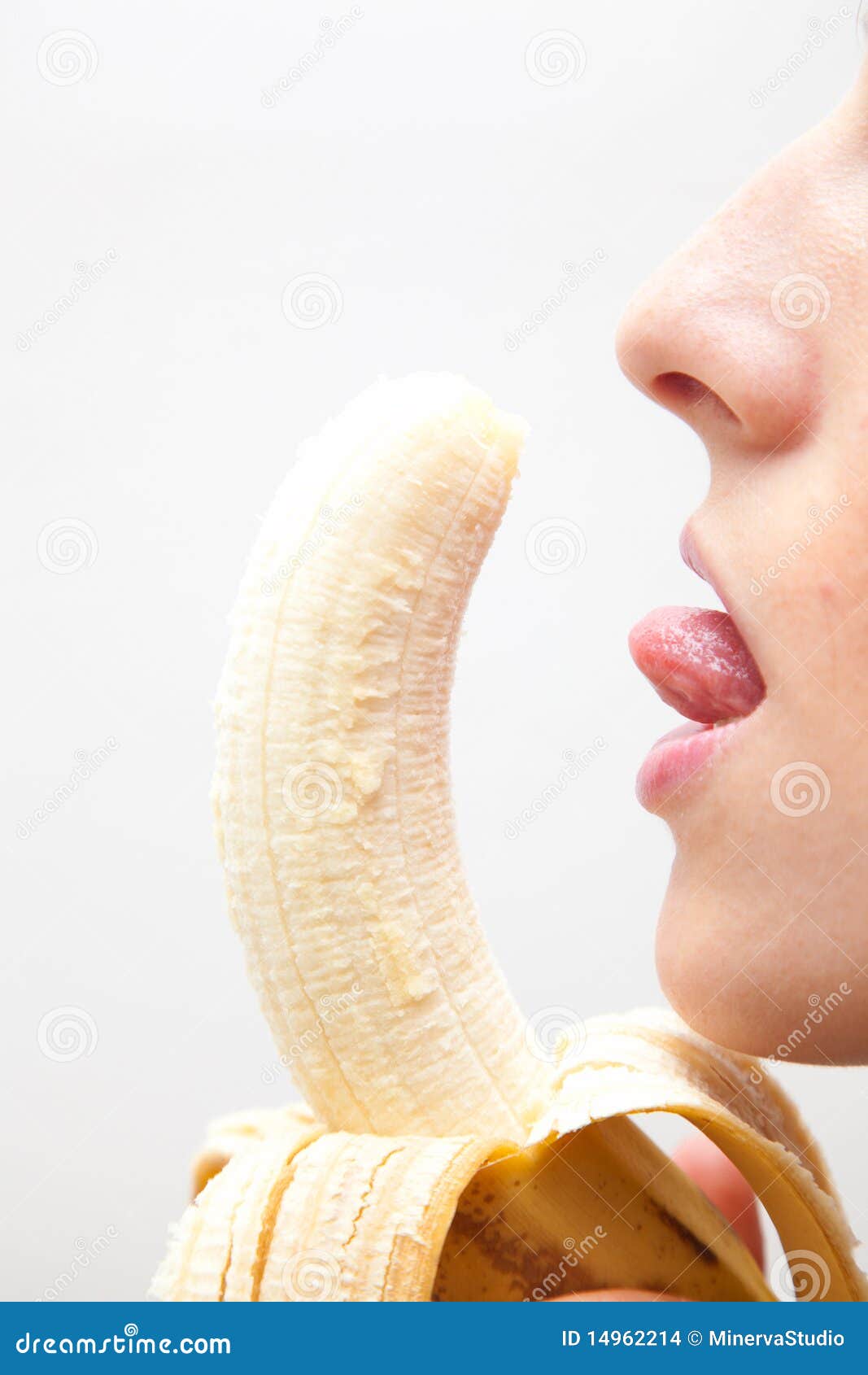 Girl Licking A Banana Stock